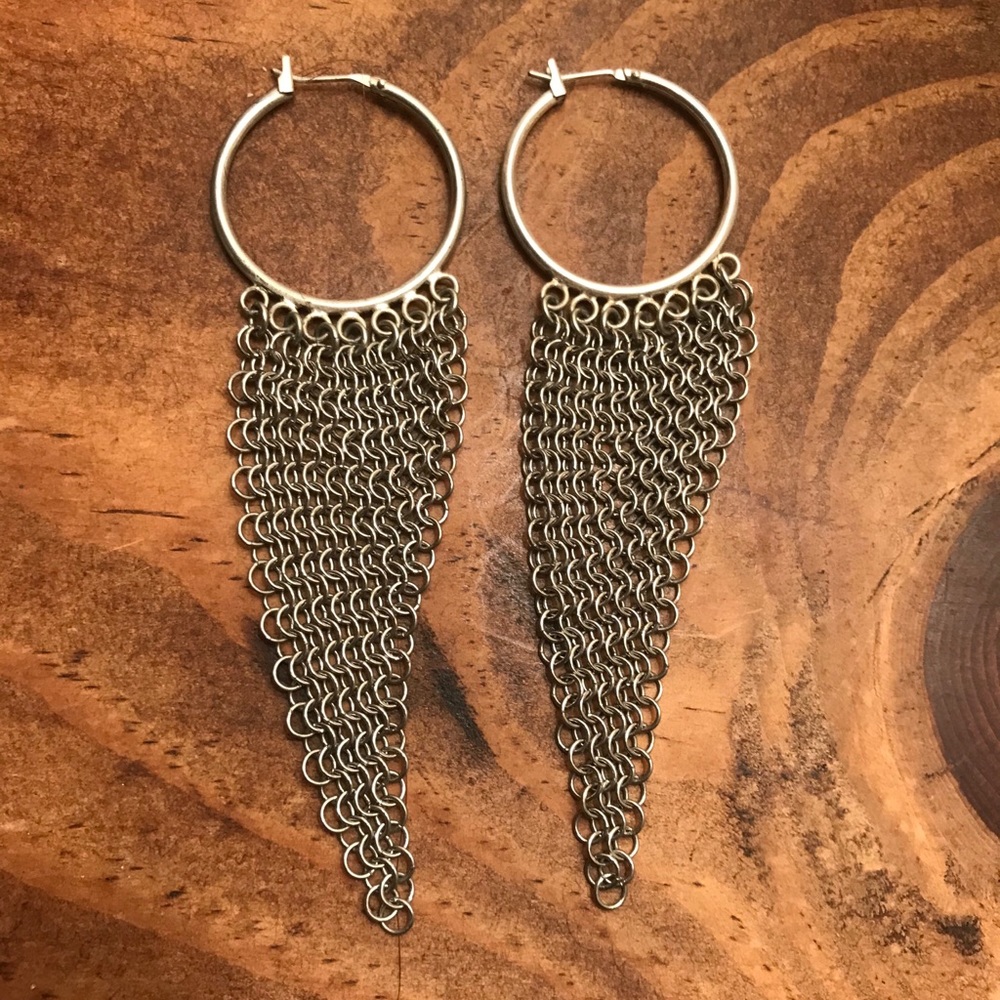 Mesh Drop Hoop Earrings